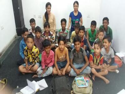 Learning session with slum children